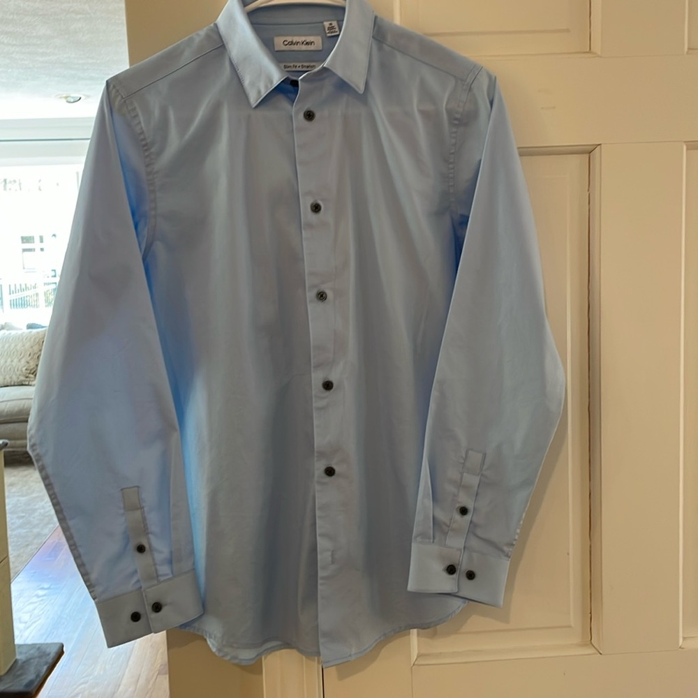 Calvin Klein blue dress shirt - slim fit/big boys size 18